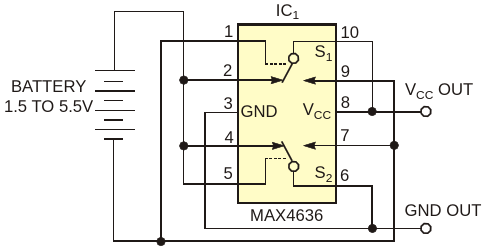 Circuit provides reverse-battery connection protection