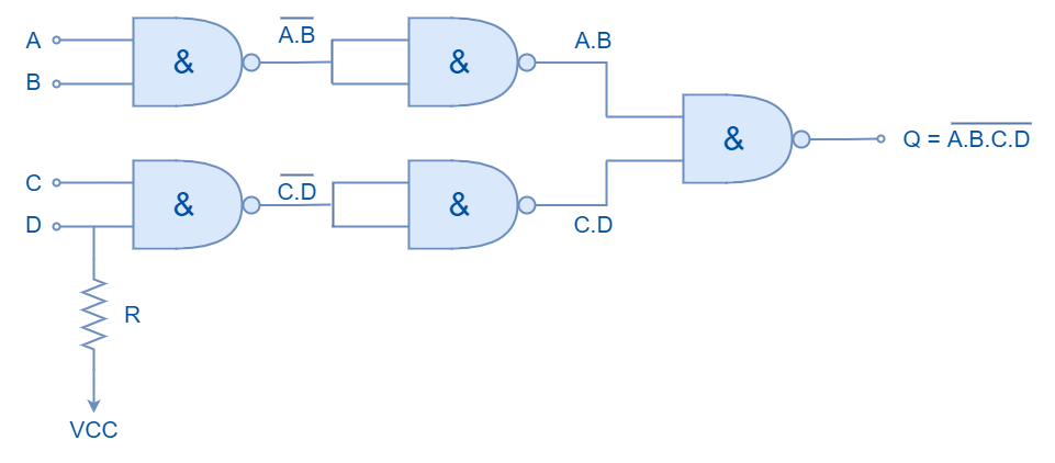 Cascaded NAND logic with odd number of inputs