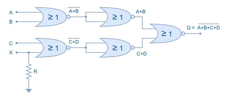 Odd inputs using NOR logic gates