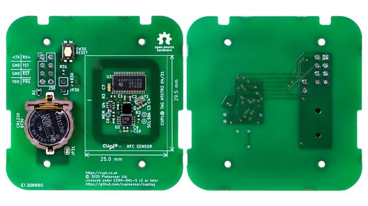 CuplTag — Battery-powered NFC tag that logs ambient temperature and humidity and displays on your phone