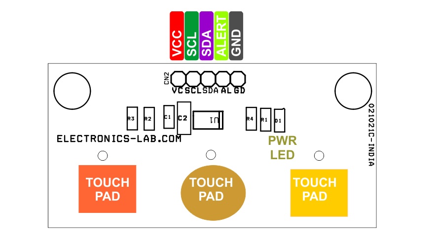Sensor táctil capacitivo de 3 canales con I2C