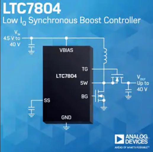 LTC7804 40 V 3 MHz Boost Controller with Spread Spectrum offers 99.9% efficiency