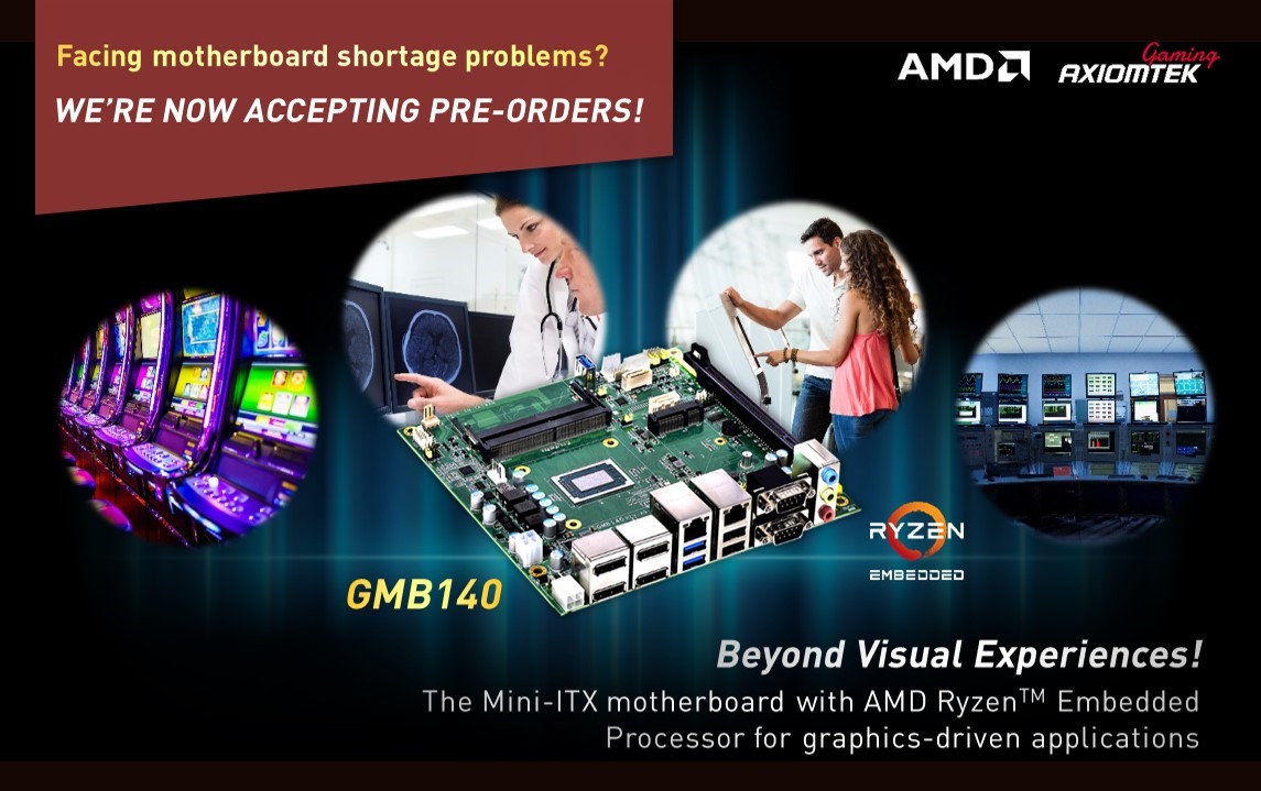 Mini-ITX Motherboard with AMD Ryzen™ Embedded V1000/R1000 Processor Targets Graphics-Driven Applications – GMB140