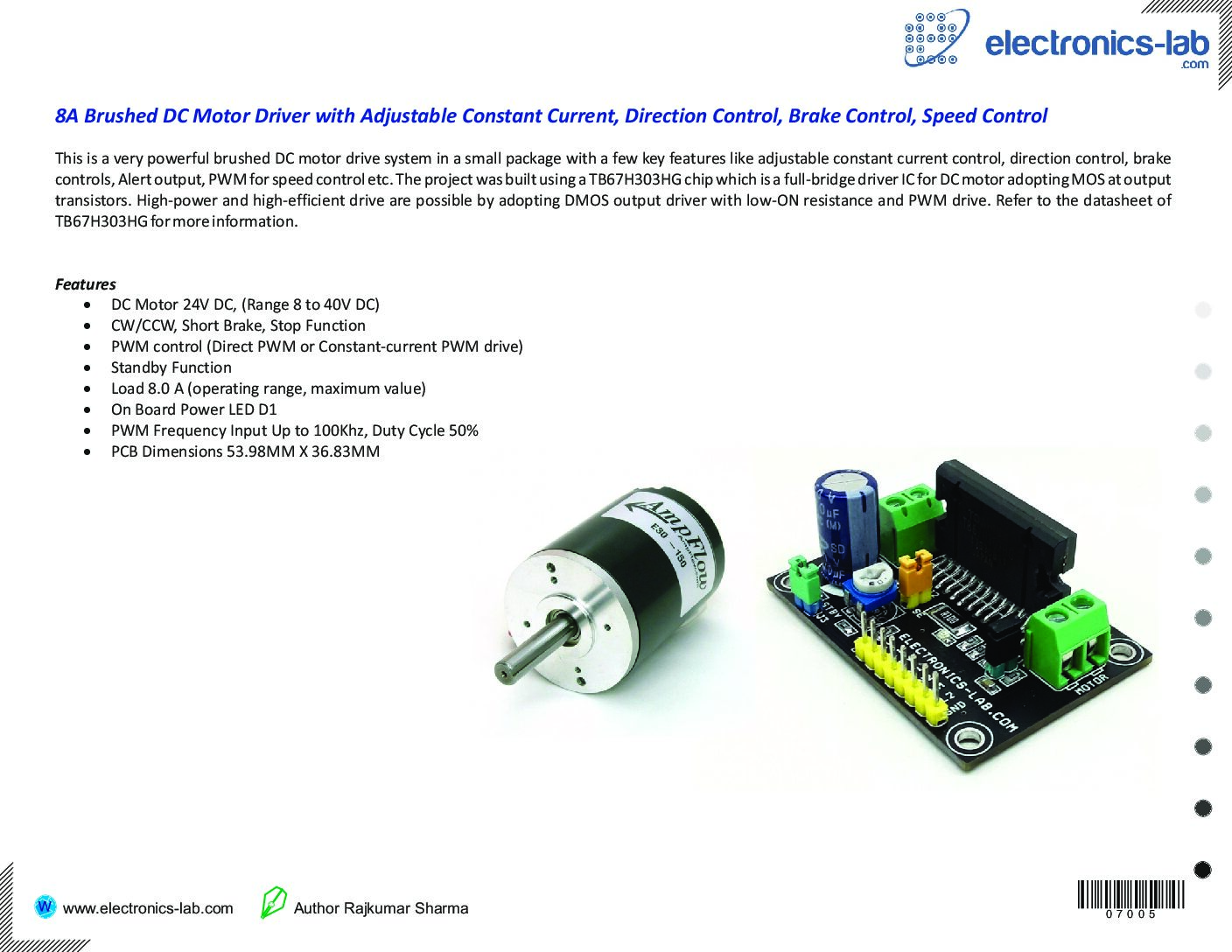 8A Brushed DC Motor Driver with Adjustable Constant Current, Direction ...