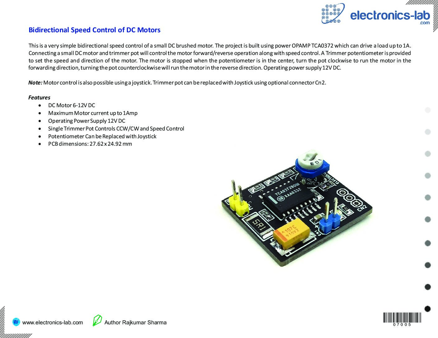Bidirectional Speed Control of DC Motors
