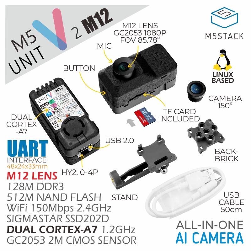 M5Stack UnitV2 M12 Version with Cameras Specs