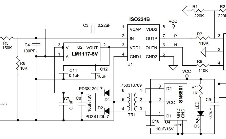 250V AC Isolated Voltage-Sensing Circuit with Single output (250V AC Input 5V Output)