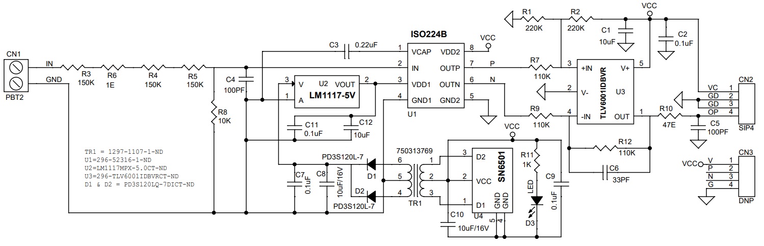 Isolated AC voltage sensing using LV25-P