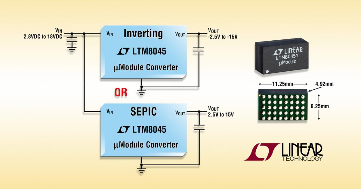 LTM8045 – Inverting or SEPIC μModule (Power Module) DC/DC Converter with Up to 700mA Output Current