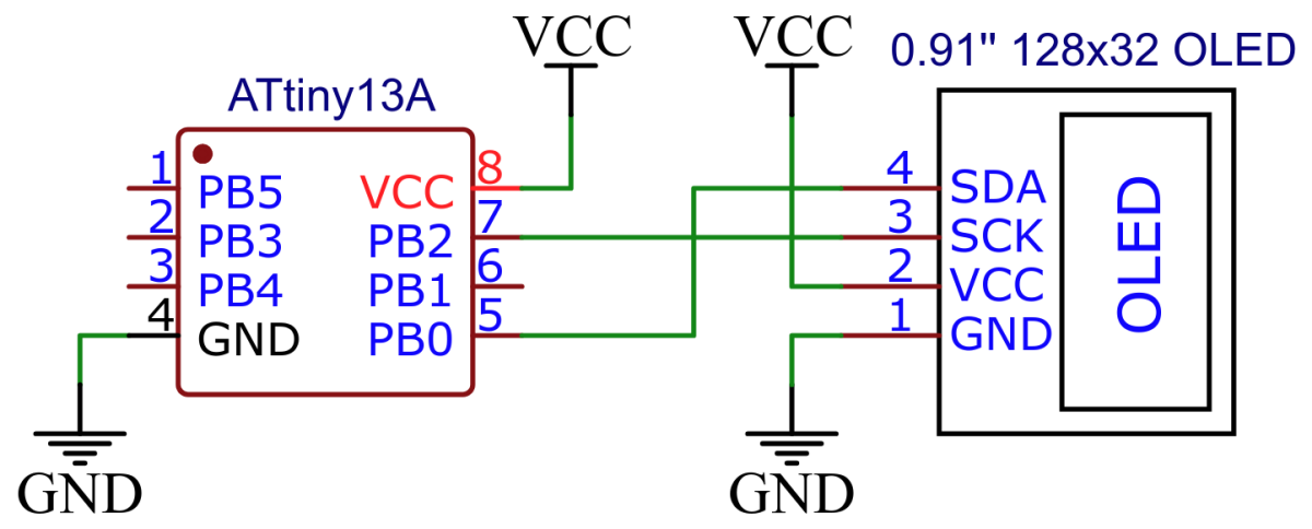 TinyOLEDdemo – I²C OLED on an ATtiny10, ATtiny13A or ATtiny202