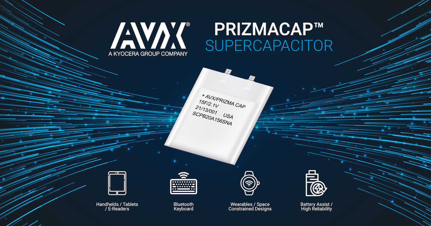 Kyocera AVX PrizmaCap™ Supercapacitor is 3500 mF