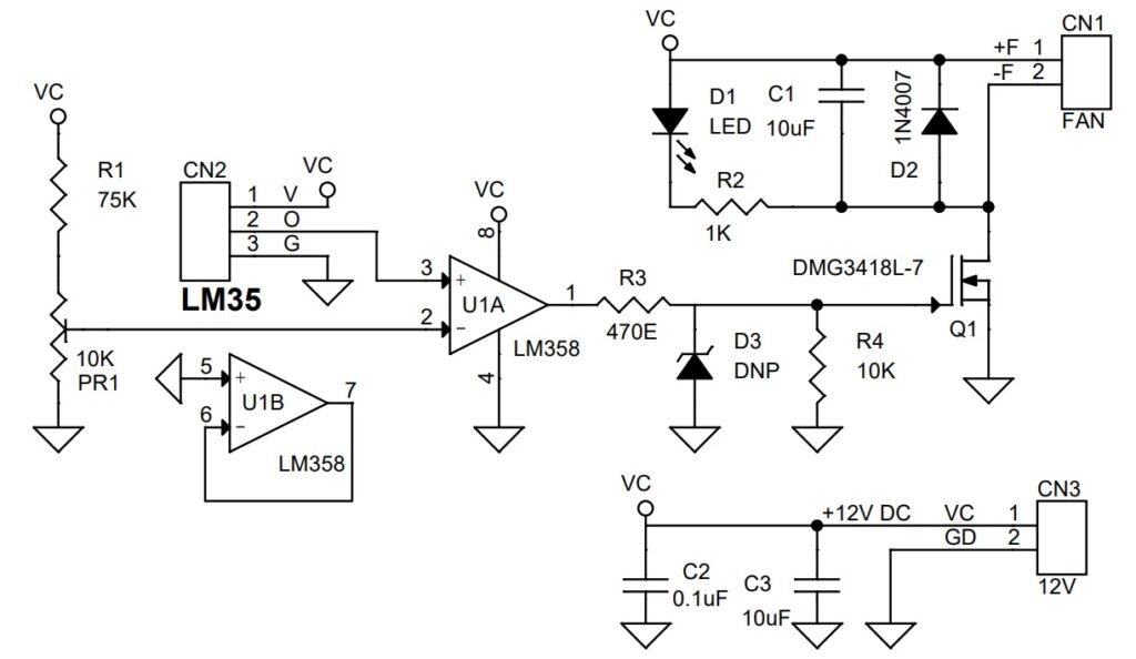 Cooling Fan Controller Using Temperature Sensor LM35