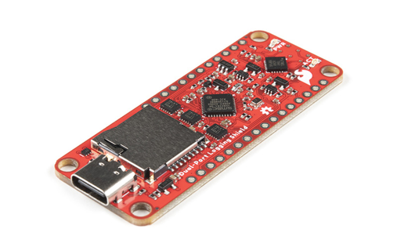 SparkFun Thing Plus Dual-Port Logging Shield provides access to microSD via SPI and USB Type-C