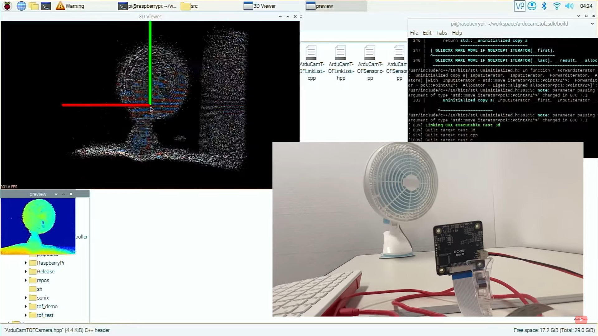Using Arducam ToF Camera for Point Cloud Applications