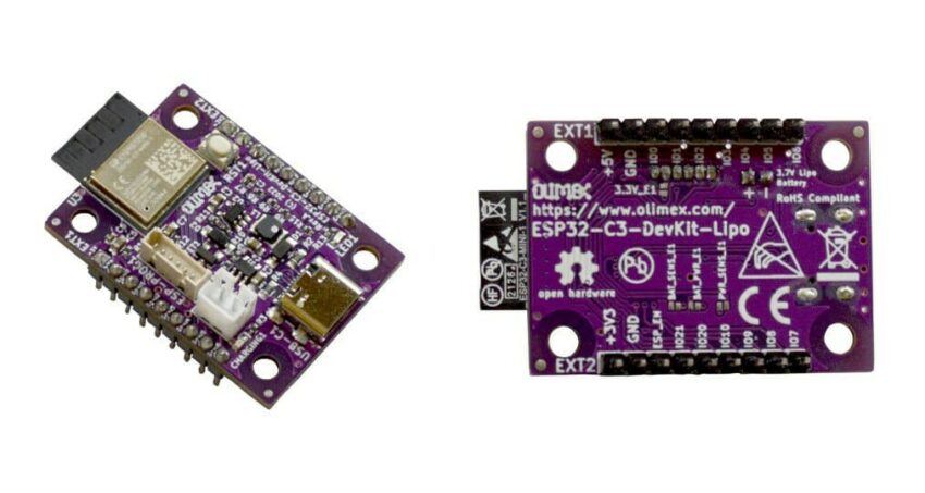 Olimex releases the ESP32-C3-DevKit-LiPo board featuring a low-power RISC-V processor core