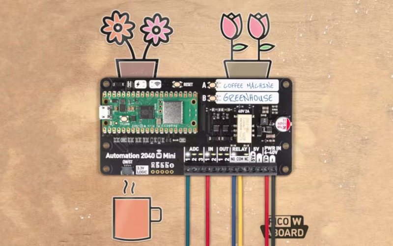 Pimoroni Automation 2040 W Mini– An industrial and automation controller with wireless connectivity
