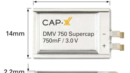 CAP-XX launches ultra-thin prismatic supercapacitor for space-constrained devices