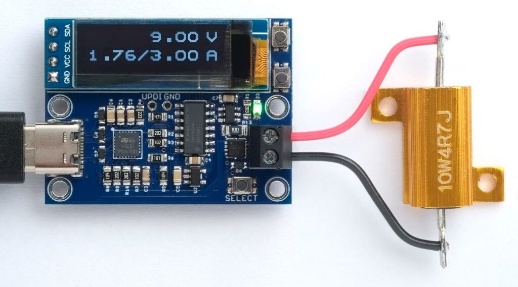 PD with Current Monitor using STUSB4500 and ATtiny1604