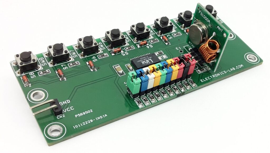 8 Channel RF Remote Transmitter with Holtek and Serial Protocol