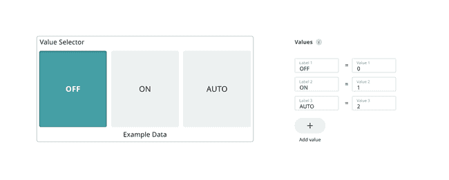 Image of Value Selector Widget on the Arduino IoT Cloud