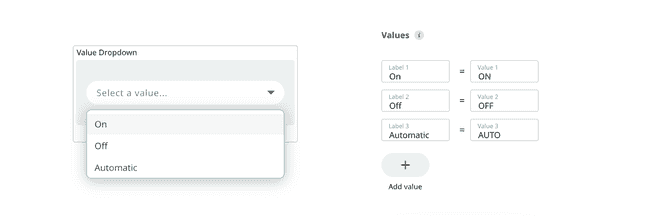 Value Drop Down Widget on Arduino IoT Cloud