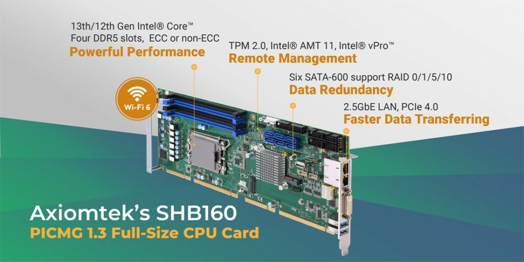 Axiomtek’s High-Performance PICMG 1.3 Full-Size Single Board Computer with 13th/12th Gen Intel® Core™ Processor for Versatile AIoT Scenarios – SHB160
