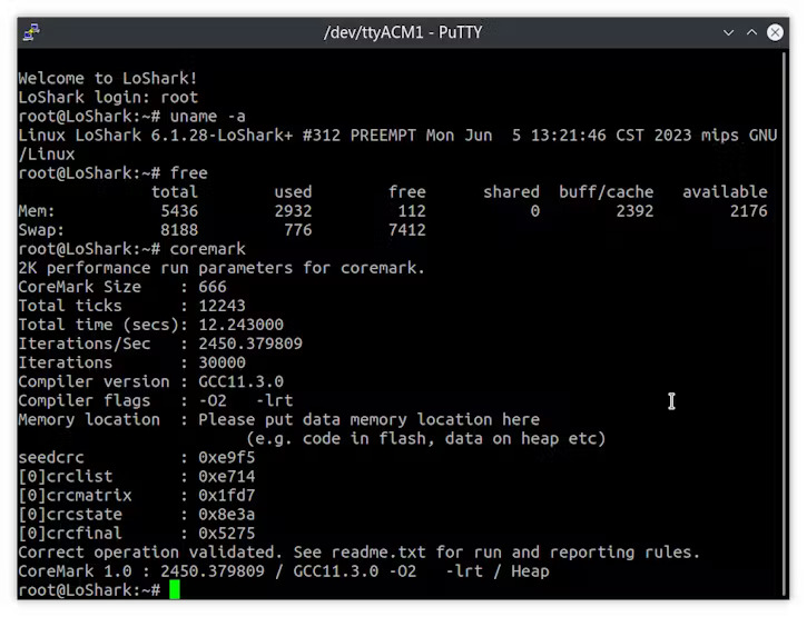 loshark running C and C++ code