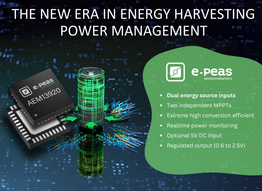 e-peas Introduces First Energy Harvesting PMIC to Handle Two Independent Energy Sources at the Same Time