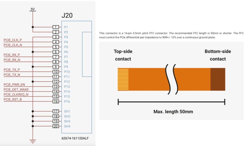 Raspberry Pi 5 PCIe Pinout cable