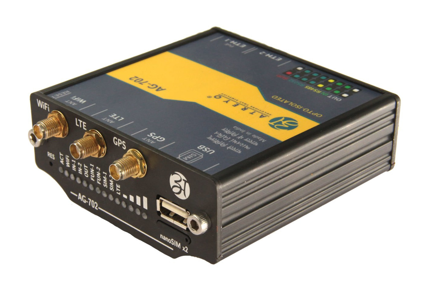 Industrial OpenWrt gateway features MediaTek MT7628 SoC, WiFi, LTE, and GNSS connectivity