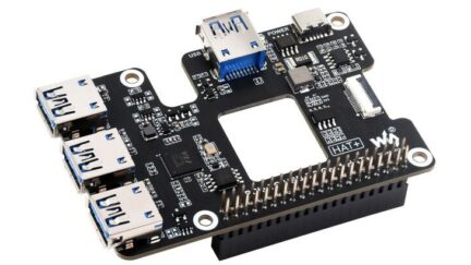 Add four USB 3.2 ports to your Raspberry Pi 5 with the Waveshare PCIe to USB HAT+
