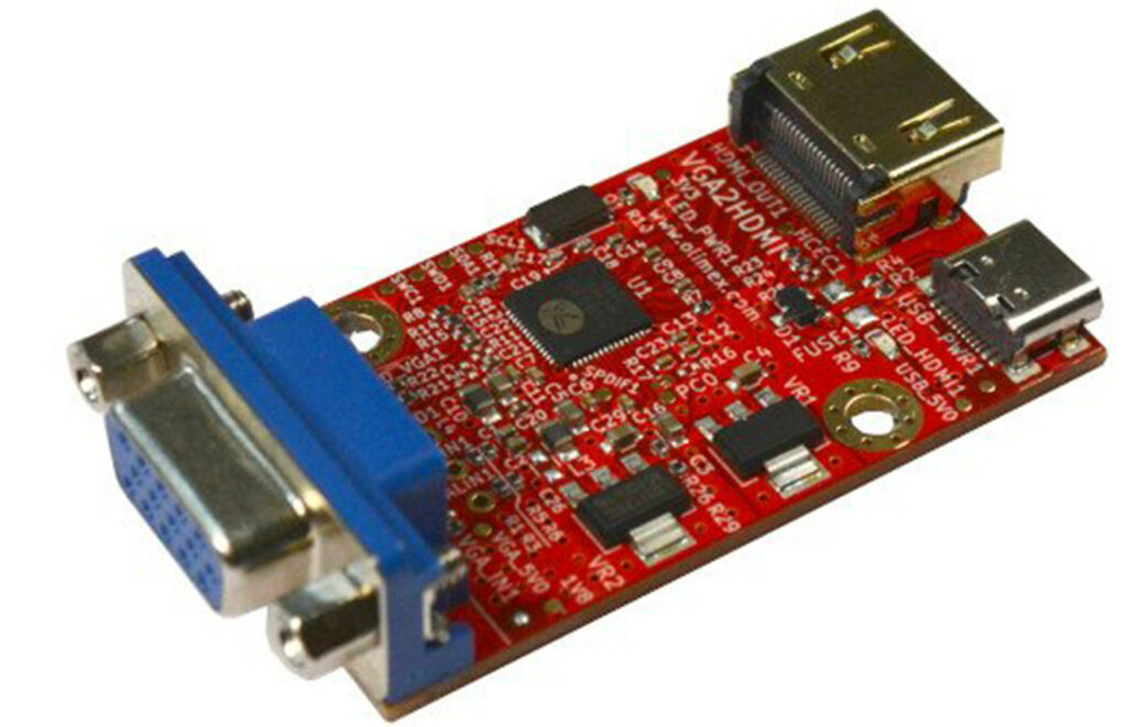 Olimex VGA2HDMI is an Open Source VGA to HDMI Converter Board