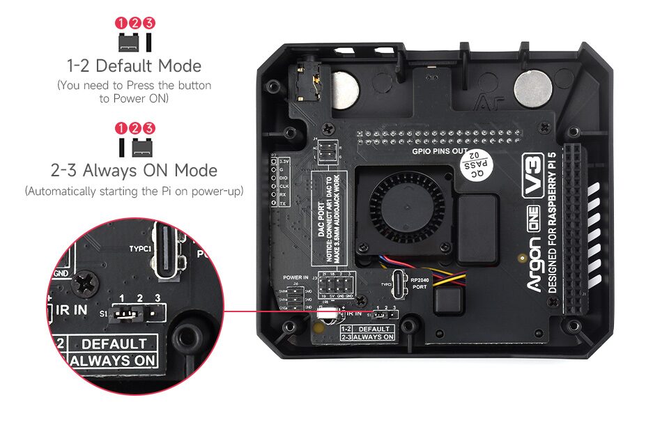 Argon ONE V3 PCIe case diagram