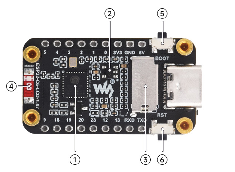 ESP32-C6 development board peripherals