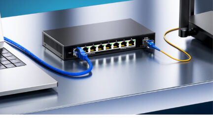 AMPCOM 9-Port 2.5GbE Switch with Web Management, 10G SFP+ uplink, and QoS for Office and Surveillance Networks