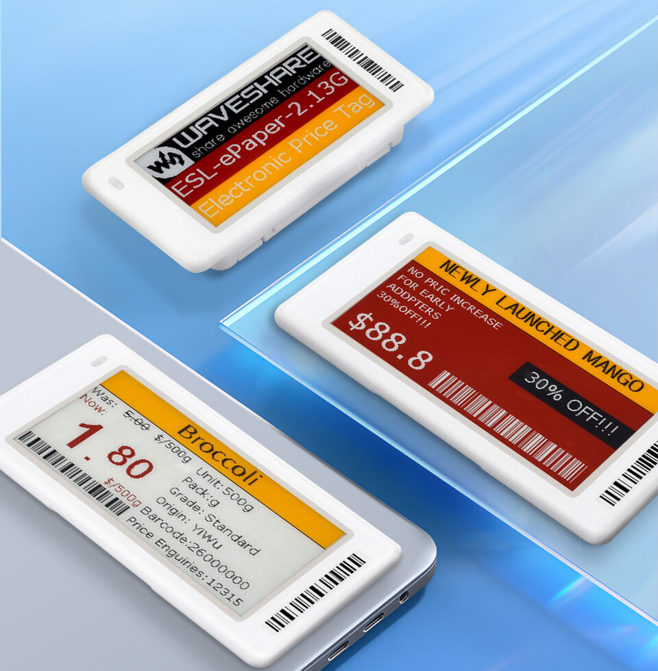 Waveshare ESL e-Paper Displays Feature Bluetooth 5.1, NFC, and 5-Year Battery Life Waveshare ESL e-Paper Displays Feature Bluetooth 5.1, NFC, and 5-Year Battery Life