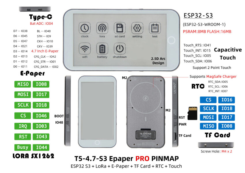 LILYGO T5 E-Paper S3 Pro Specs