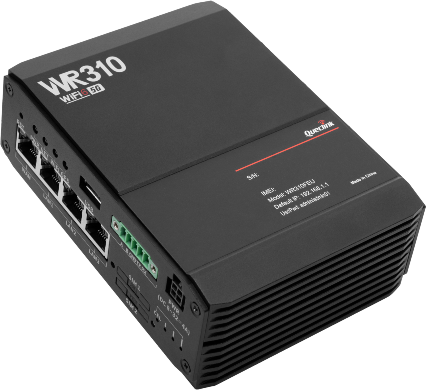 Queclink WR310 5G Industrial Router with Qualcomm SoC, Wi-Fi 6, GNSS, and OpenWrt Queclink WR310 5G Industrial Router with Qualcomm SoC, Wi-Fi 6, GNSS, and OpenWrt