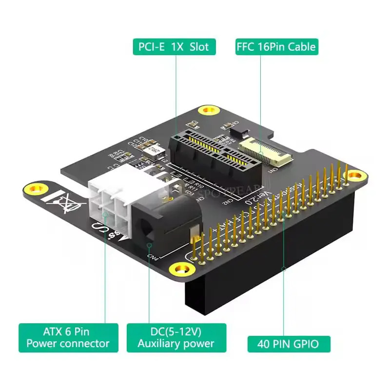 Raspberry Pi 5 PCIe Expansion Board: A x1 Slot FFC Connector Raspberry Pi 5 PCIe Expansion Board: A x1 Slot FFC Connector