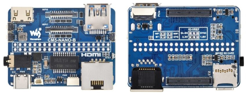 Raspberry Pi CM5 carrier board front and back