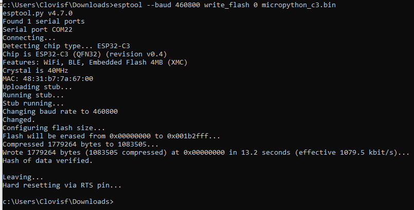 flashing new firmware to esp32-c3