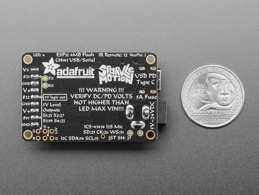 Adafruit Sparkle Motion ESP32-based board back