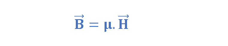 Equation 9: The proportionality between vectors B and H for linear media