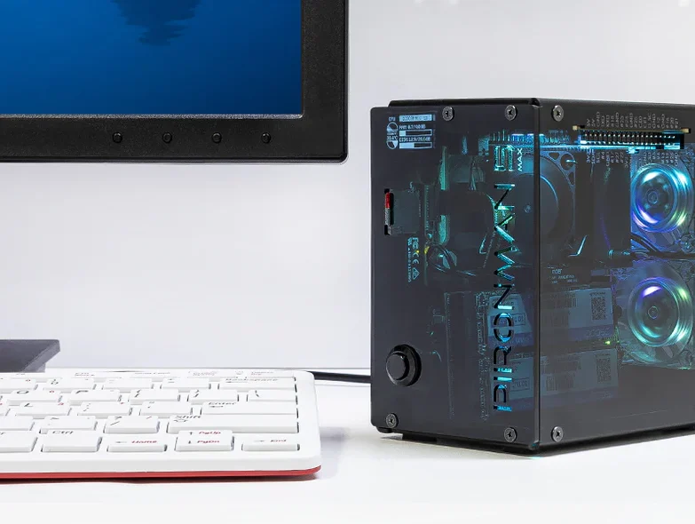 Pironman 5-Max PC Case for Raspberry Pi 5 Features Dual NVMe, Hailo-8L Support, RGB Fans, and 0.96-inch OLED