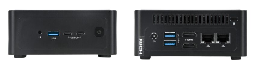NovaCustom NUC Box mini PC front and back