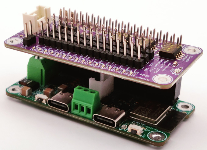 ESPuno Pi Zero shown with a PGEZ Stackable Port Expander