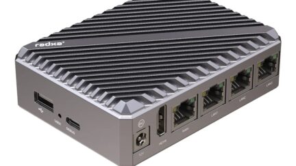 Radxa E24C Fanless Mini Network Router Features RK3528A SoC, 4x GbE, HDMI, and NVMe Support