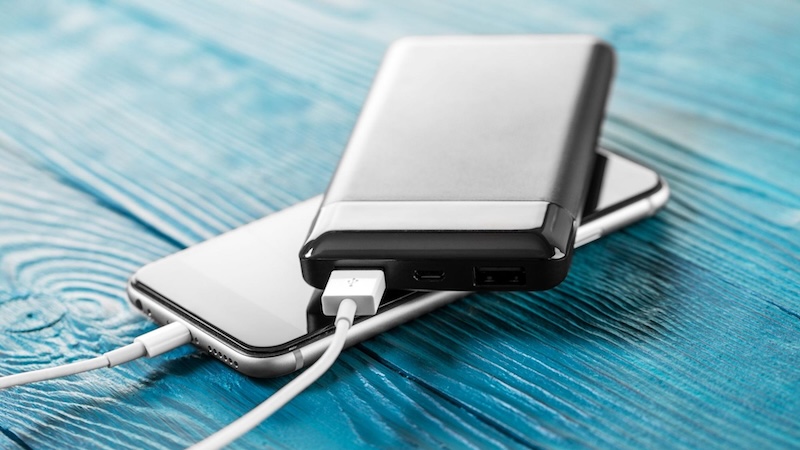 Phone and charging brick connected. by USB-C cable