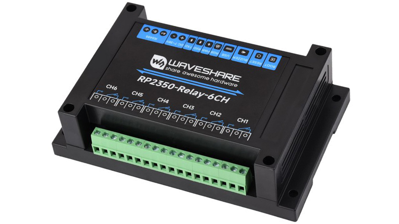RP2350-Relay-6CH: 6-channel relay module with RS485.