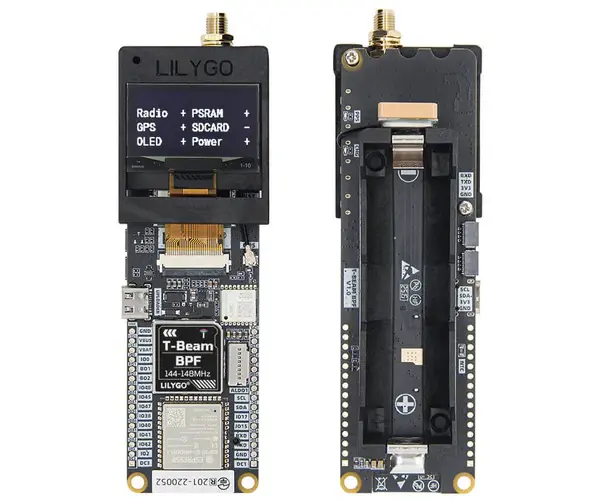 LILYGO T-Beam BPF front and back side